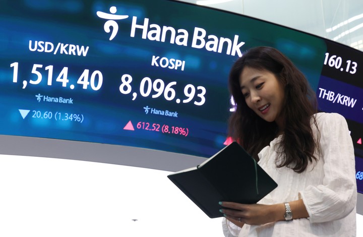 [속보] 코스피, 8% 급등해 8천피 회복…전날 급락분 만회"