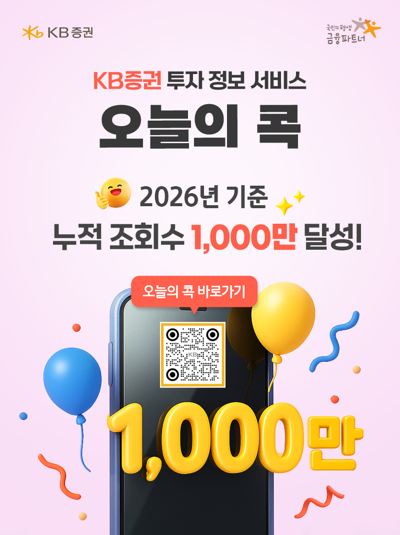 KB증권, '오늘의 콕' 올해 누적 조회수 1천만 회 돌파 - 뉴스 썸네일 이미지