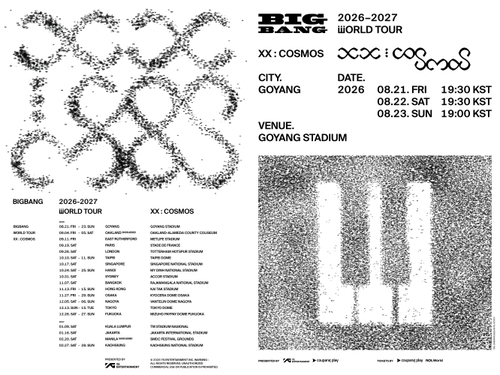 빅뱅 20주년 월드투어명은 'XX : 코스모스'…