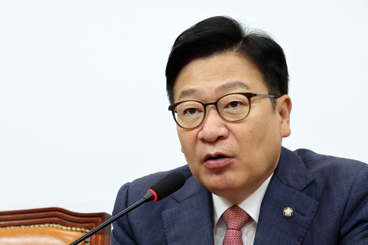 국민의힘 정점식 원내대표, 준연동형 비례대표제 폐지 촉구