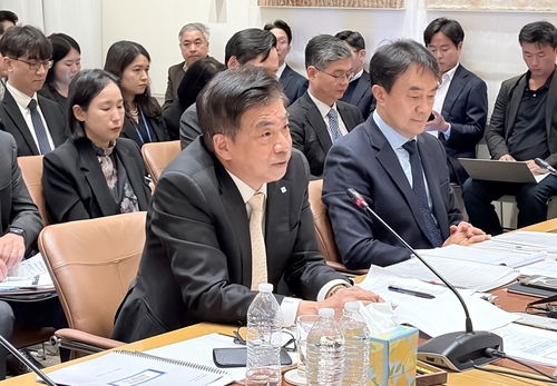 Ambassador Cha Ji-hoon speaks at the National Assembly audit of the Korean Mission to the UN