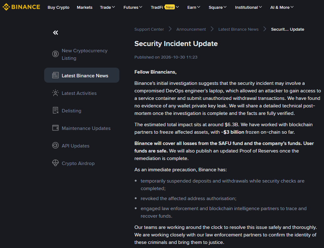World's largest crypto exchange Binance hacked for 8 trillion won — North Korea blamed