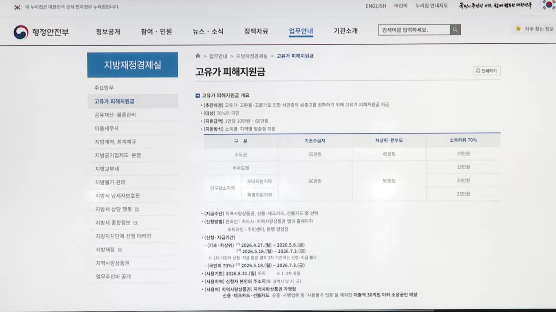 고유가 피해지원금 2차 지급 기준 오늘 발표
