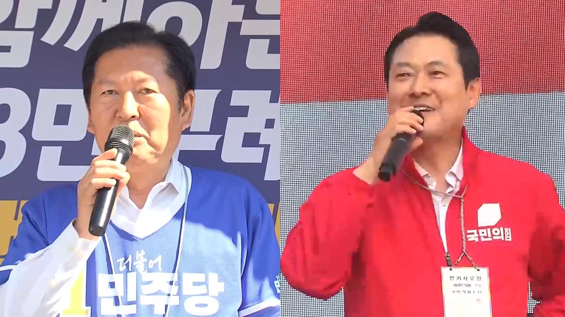 마지막 휴일 유세 총력전…이명박·박근혜 등판 공방
