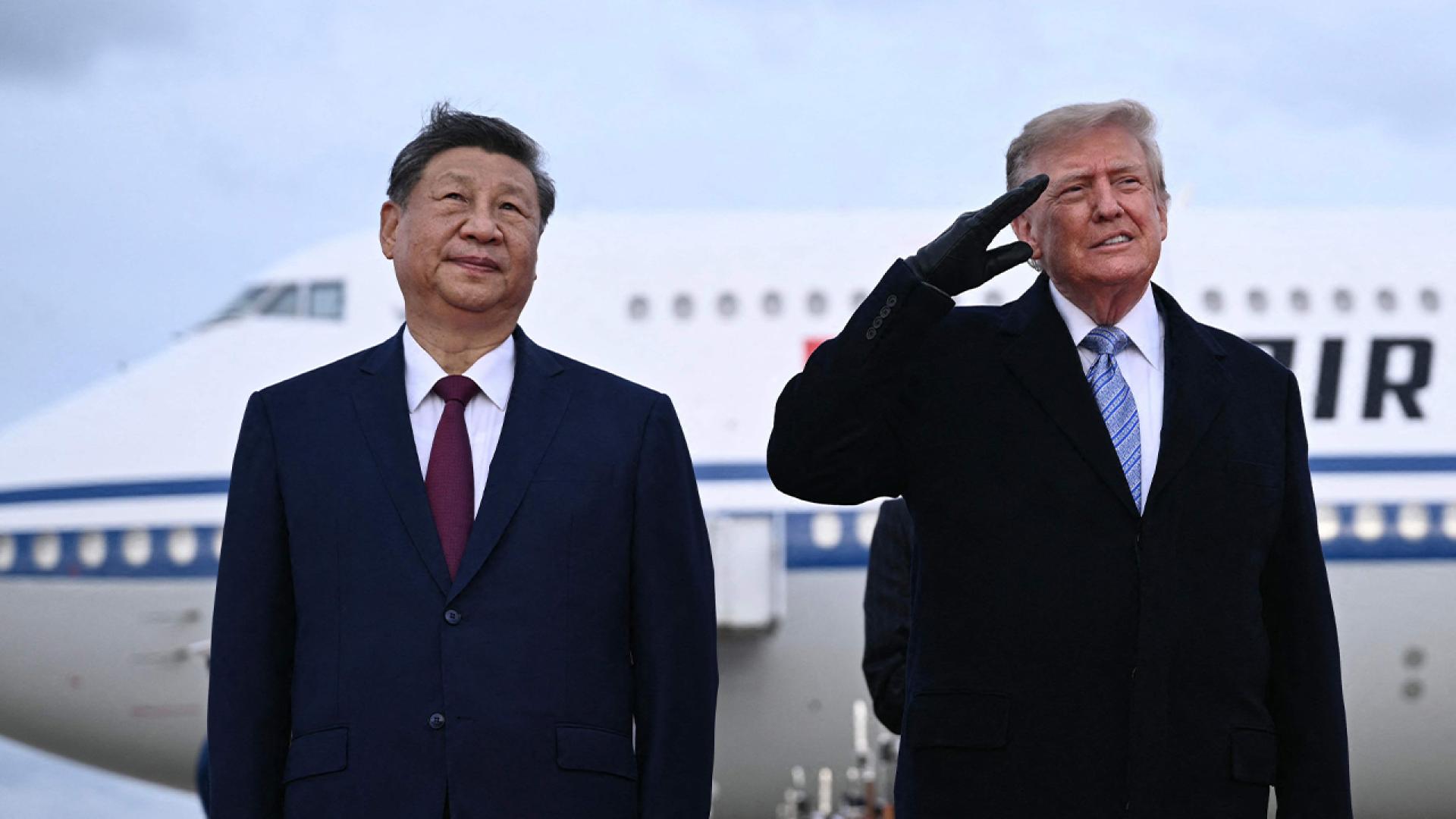 Trump greets Xi Jinping at the airport ahead of the summit